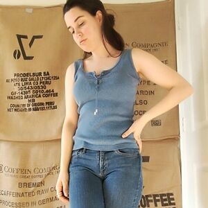 Ribbed Lace Up Tank